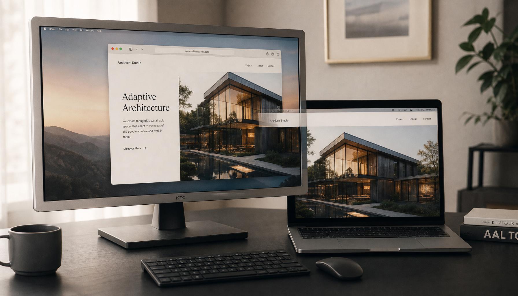 Espacio de trabajo profesional con herramientas para planificar mejoras de un sitio web.